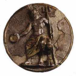 Médaillon en argent doré représentant Poseïdon (Souma el Khroub)